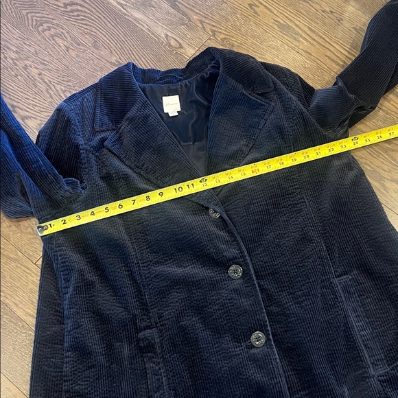 J. Jill Navy Blue Corduroy Blazer Jacket Size L Pleated Back - Picture 6 of 9